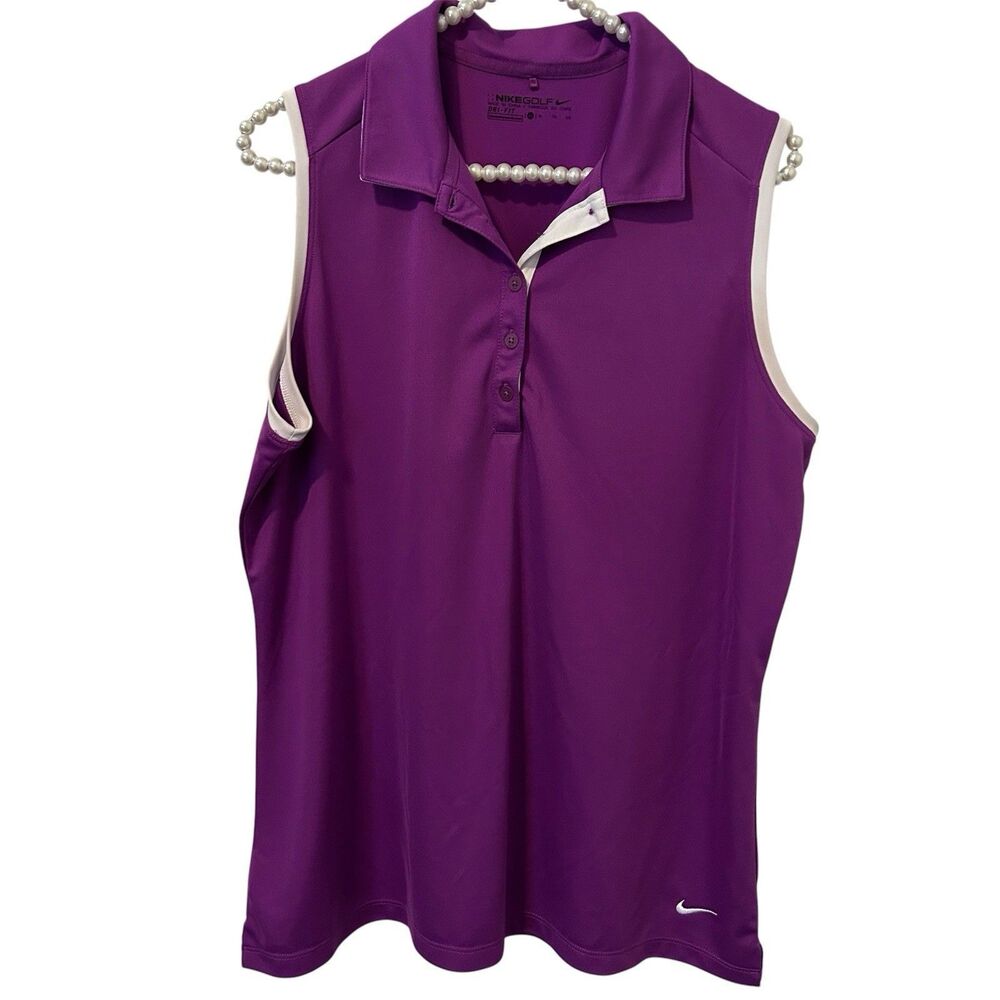 Nike Golf Women's Tank Top Polo Dri-Fit Sz XL Polyester Purple Sleeveless Sports